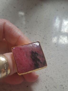 Gorgeous Pink Square Oversized Adjustable Turkish Ring Stone
